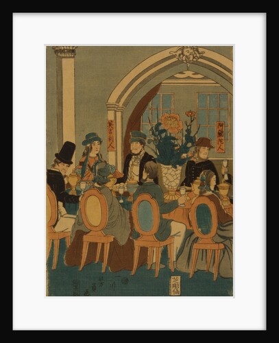 Banquet of five nations (Yokohama club), 1861 by Yoshitomi Utagawa