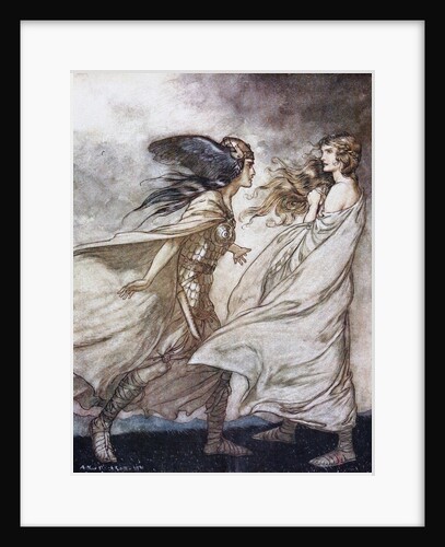 The ring upon thy hand. Illustration for Siegfried and The Twilight of the Gods by Richard Wagner, by Arthur Rackham