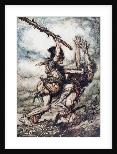 Giant Fafner Kills Fasolt. Illustration for The Rhinegold and The Valkyrie by Richard Wagner, 1910 by Arthur Rackham