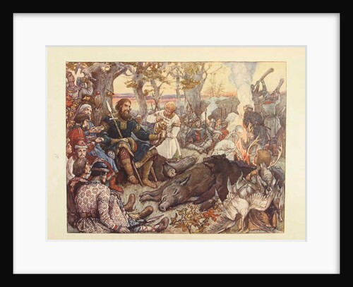 Rest of Grand Prince Vladimir II Monomakh on the Hunt. (The Imperial Hunt in Russia by N. Kutepov), by Viktor Mikhaylovich Vasnetsov