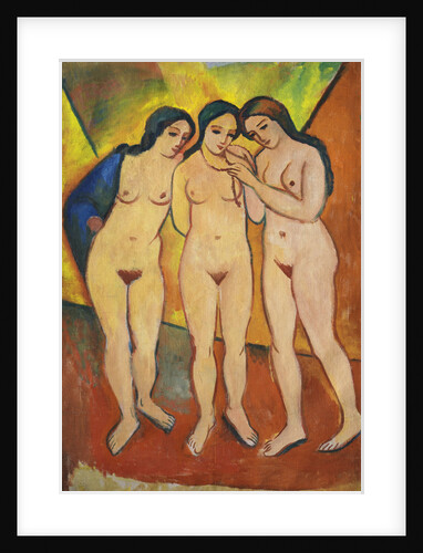 Three nudes, orange and red, 1912 by August Macke