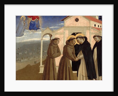 Meeting of Saint Francis and Saint Dominic (Scenes from the life of Saint Francis of Assisi), ca 142 by Fra Giovanni da Fiesole Angelico