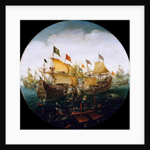 Sea battle between the Dutch and Spanish ships, 1604 by (Aert van Antum) Aert Anthonisz.