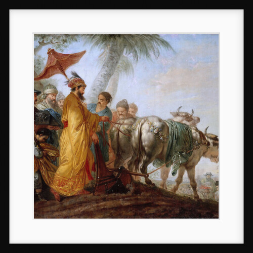 The Emperor of China with a plough. (The Chinese Emperor ploughs the first furrow to honour agricult by Christian Bernhard Rode