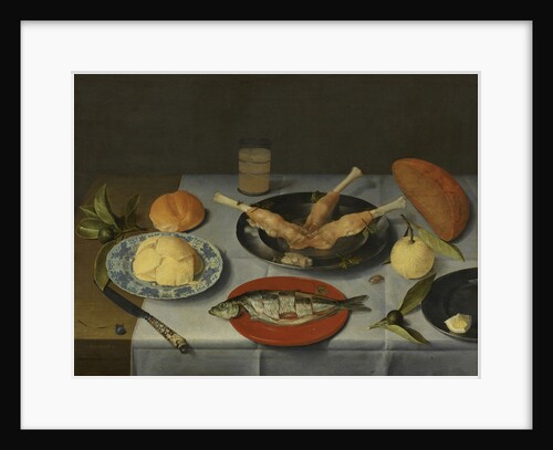 Breakfast with bread, cheese, fish and beer, c. 1615 by Jacob van Hulsdonck