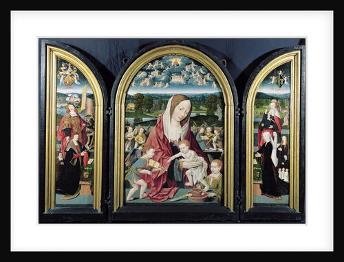 Virgin and Child with Music-Making Angels and the Sampsons-Coolen family, Triptych, 1500-1525 by Jacob Cornelisz van Oostsanen