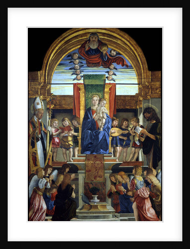 The Virgin and Child Enthroned with God the Father and Saints Hilarius and John the Baptist, 1499 by Cristoforo Caselli