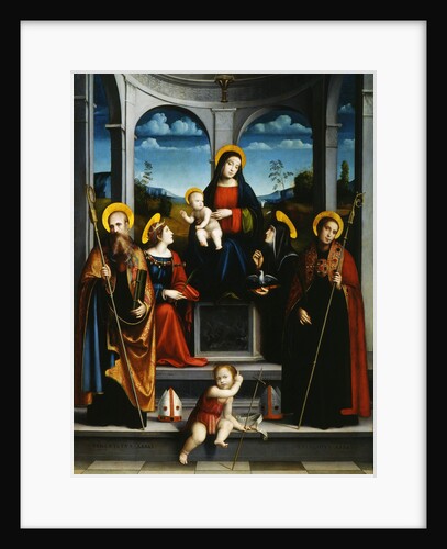 Virgin and Child with Saints Benedict, Justina, Placidus and Scholastica, ca 1515 by Francesco Francia