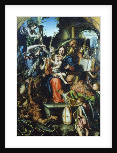 Holy Family with Saint Michael the Archangel and the Devil Contending for Souls, Saint Bernhard and by Giorgio Gandini del Grano