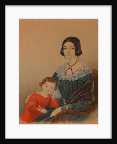 Portrait of Maria Prokhorovna Krivtsova with son Alexander, 1841 by Anonymous