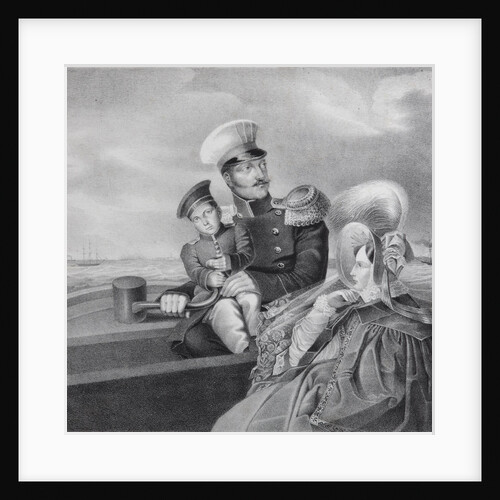 Emperor Nicholas I and Empress Alexandra Fyodorovna with son Konstantin Nikolaevich on a boat trip, by Anonymous