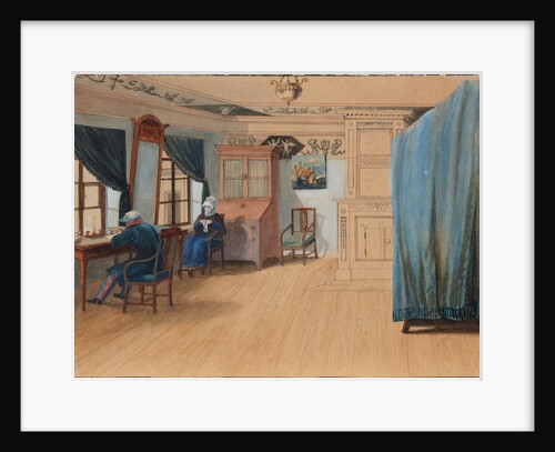 Bedroom Interior. Count Yegor Frantsevich Kankrin at his desk, 1820s by Anonymous