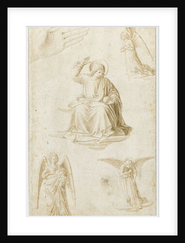 Studies of a hand, three angels and Christ as Salvator Mundi, Second Half of the 15th century by Benozzo Gozzoli