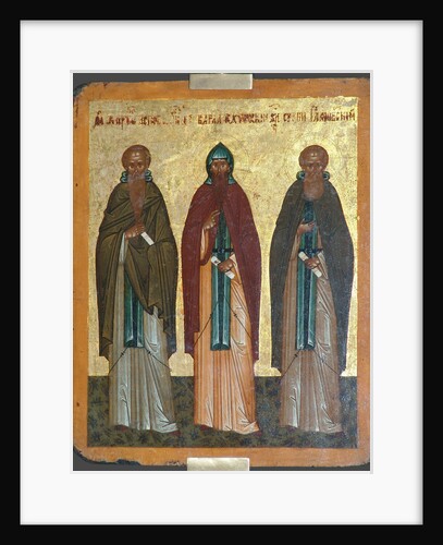 Saints Chariton the Confessor, Barlaam of Khutyn and Sergius of Radonezh, 15th century by Russian icon
