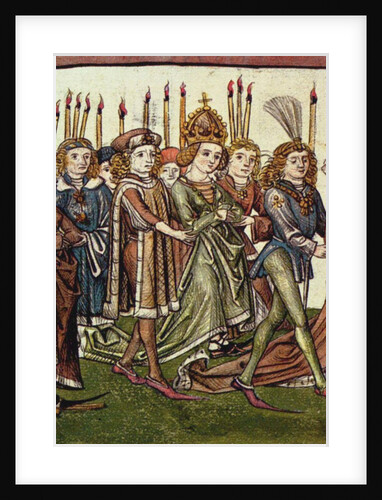 Queen Elizabeth of Luxembourg. Detail from the Richentals illustrated chronicle, c. 1440 by Master of the Chronicle of the Council of Constance