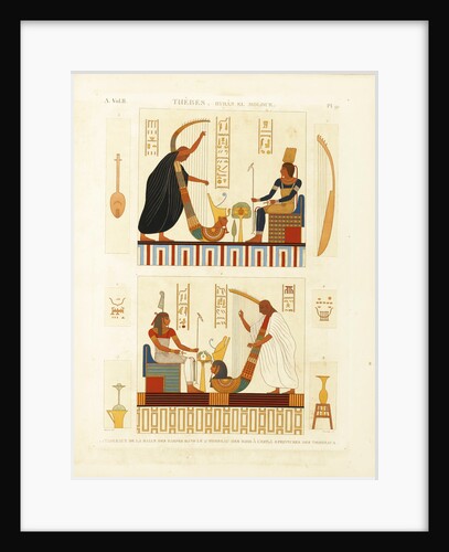 Paintings of two harpers in the tomb of Pharaoh Ramesses III in the Valley of the Kings by André Dutertre