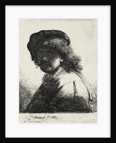 Self-Portrait in a Cap and Scarf with the Face Dark, 1633 by Rembrandt van Rhijn