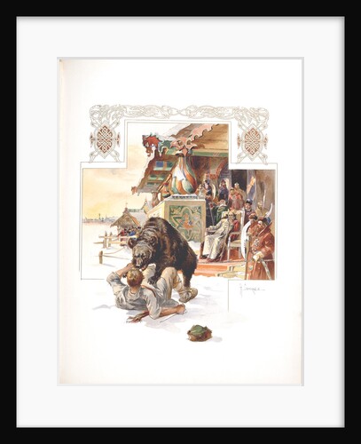 Bear baiting. Illustration for The Grand Ducal, Tsarist and Imperial Hunting in Russia by N. Kutepov by Nikolai Semyonovich Samokish