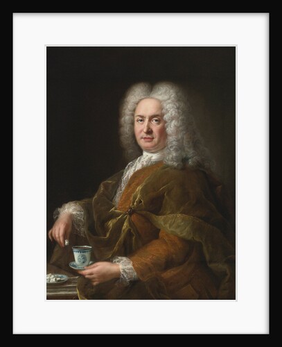 Portrait of a gentleman holding a cup of chocolate by Alexis Simon Belle