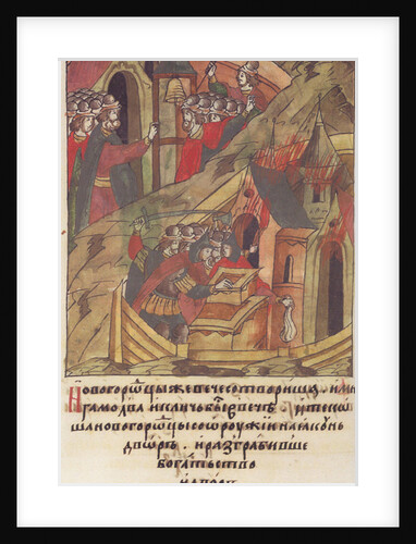 Novgorod veche. Novgorodians plunder the court of Posadnik. by Anonymous