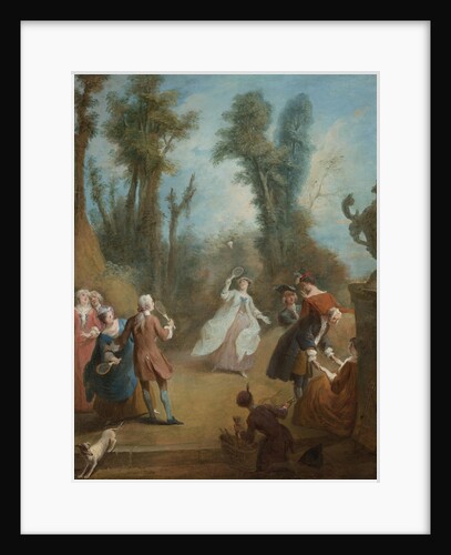 Elegant Figures Playing Shuttlecock in a Park, ca 1730 by Pierre-Antoine Quillard