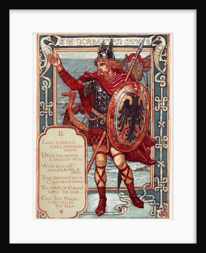 The Norseman. From: Columbias Courtship: A Picture History of the United States, 1893 by Walter Crane