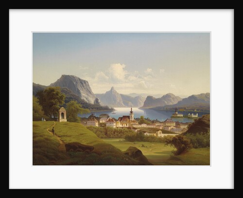 View of Gmunden with Schloss Ort in the Background, 1870 by Johann Wilhelm Jankowski