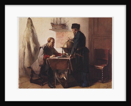 Jacob van Heemskerk and Willem Barendsz. plan their trip to the Arctic in 1594 by Christoffel Bisschop