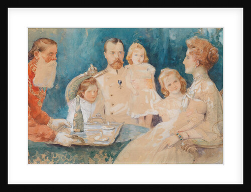 Tsar Nicholas II and Alexandra Fyodorovna with their Daughters Olga, Tatiana, Maria und Anastasia (a by Elena Petrovna Samokish-Sudkovskaya