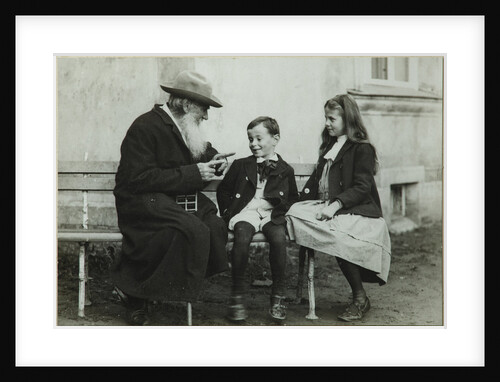 Leo Tolstoy with grandchildren Leo and Sofia, 1909 by Vladimir Grigorievich Chertkov