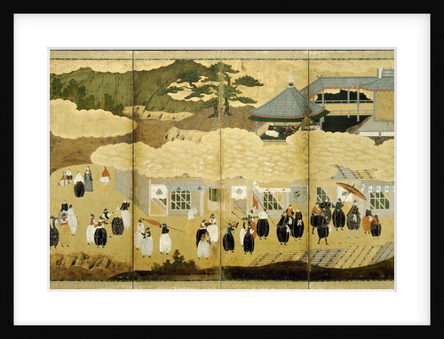 Arrival of a Portuguese ship. Nanban screen, ca. 1600 by Anonymous