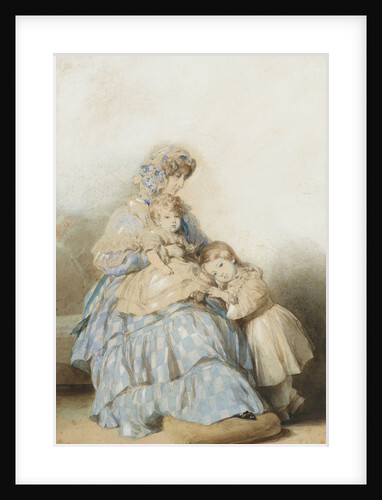 Queen Maria Amalia of the French, with children of Prince Louis, Duke of Nemours, 1845 by School of Franz Xaver Winterhalter
