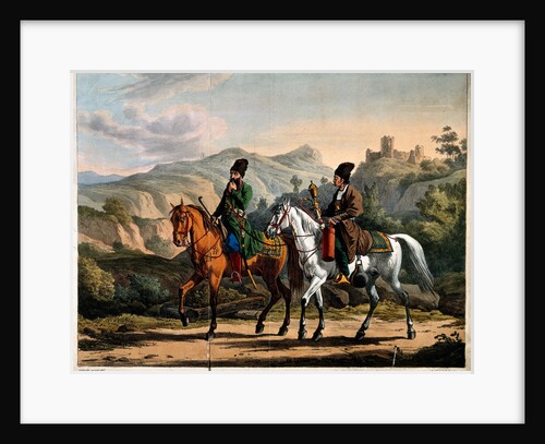 Persian smoking a hookah on horseback, ca 1820 by Alexander Osipovich Orlowski