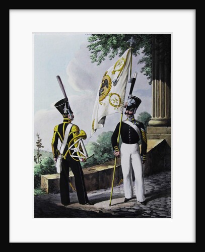 Porte-epee-Praporshchik and Hornist of the Guards Garrison Battalion, 1829 by Lev Alexandrovich Belousov