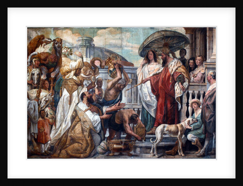 The envoys of the Caliph Harun al-Rashid offering a clock to Charlemagne, 1660 by Jacob Jordaens