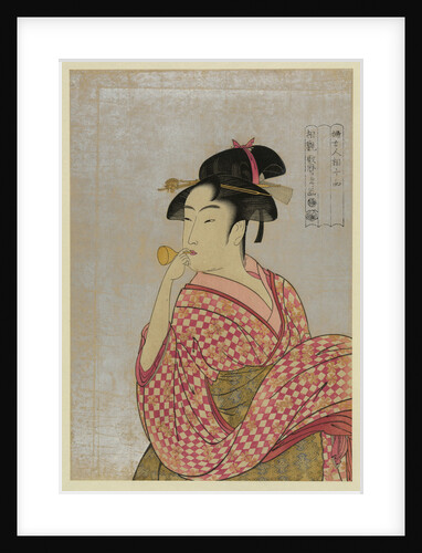 Young Woman Blowing a Glass Pipe (poppin), from the series Ten Types in the Physiognomic Study of Wo by Kitagawa Utamaro