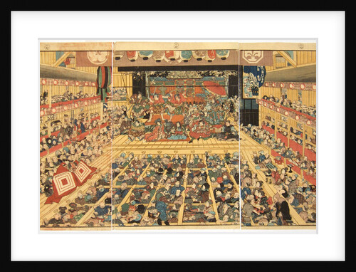 Odori-keiyo Edo-e no Sakae: Theatre interior with Shibaraku performance, 1858 by Utagawa Kunisada