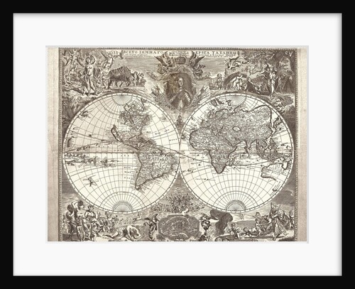 Double hemisphere map of the World, 1713 by Vasily Anufrievich Kiprianov