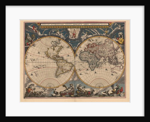 Double hemisphere map of the World, 1662 by Joan Blaeu