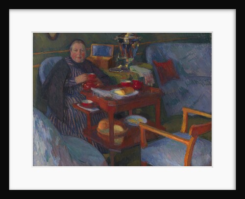 Woman drinking tea by Osip Emmanuilovich Braz