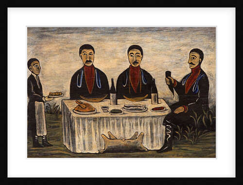 Three Men at Dinner, 1900s by Niko Pirosmani