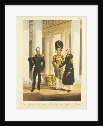 Staff Officer, Non-commissioned Officer, and Drummer of the Palace Guard Grenadiers, c. 1830 by Pyotr Alexandrovich Alexandrov
