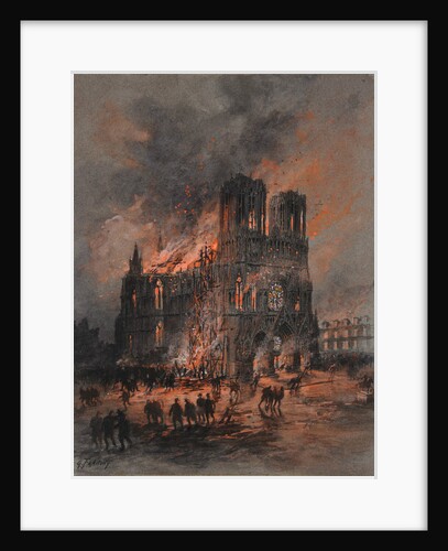 The burning Reims Cathedral, 1914-1915 by Anonymous