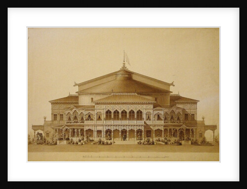 Project of the wooden summer theatre in Pavlovsk, Main facade, 1876 by Anonymous