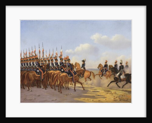 Nicholas I and his entourage reviewing the Life Guards Lancer (Ulansky) His Majestys Regiment, 1846 by Anonymous