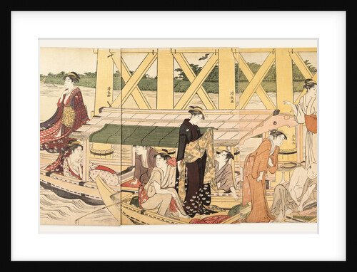 Boating Parties under the Ryogoku Bridge, c. 1785 by Anonymous