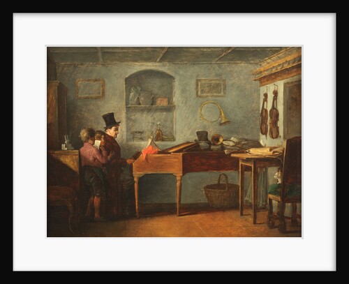 The schoolmaster with the boys singing flat at the piano, 1840 by Anonymous