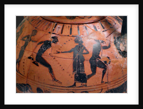 The long jump event at the ancient Olympic Games, Attic black-figured cup, 540 BC by Anonymous