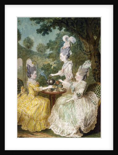 Marquise de Montesson, Marquise du Crest and Comtesse de Damas drinking Tea in Garden, 1773 by Anonymous