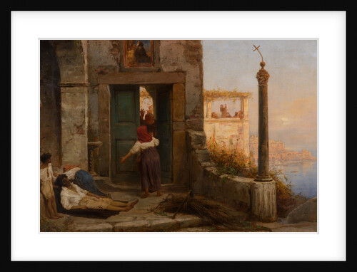 Sick man at the walls of a Catholic monastery, 1874 by Anonymous